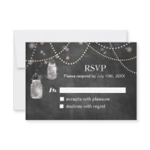 Cartões RSVP de Quadro de Chalkboard Mason Jar