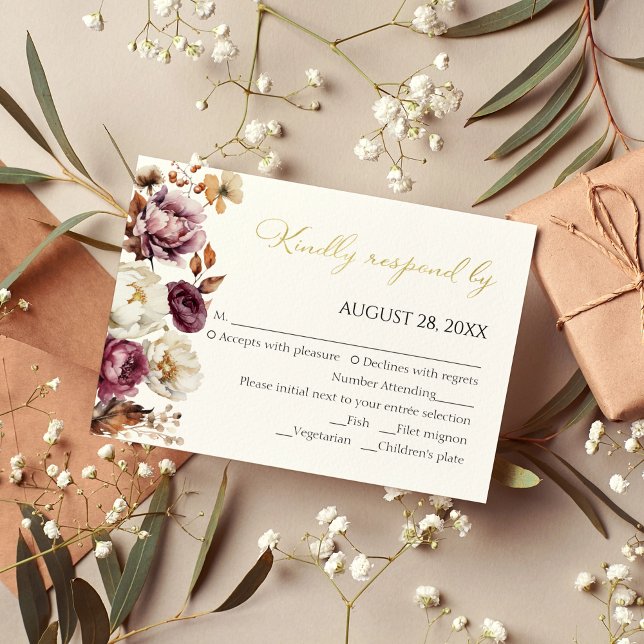 Cartões RSVP de Quinceanera para outono de Borda (Criador carregado)