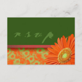 Cartões RSVP de Script Verde Laranja Gerbera