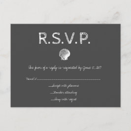 Cartões RSVP do shell de casamento do destino do q