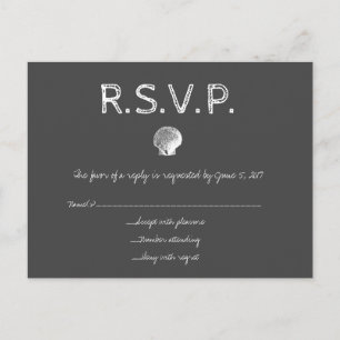 Cartões RSVP do shell de casamento do destino do q