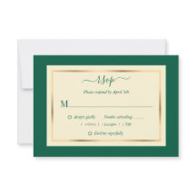 Cartões RSVP Elegante Emerald Green e Dourado Casa