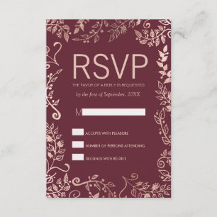 Cartões RSVP Florais Dourados da Rosa vermelha Mar