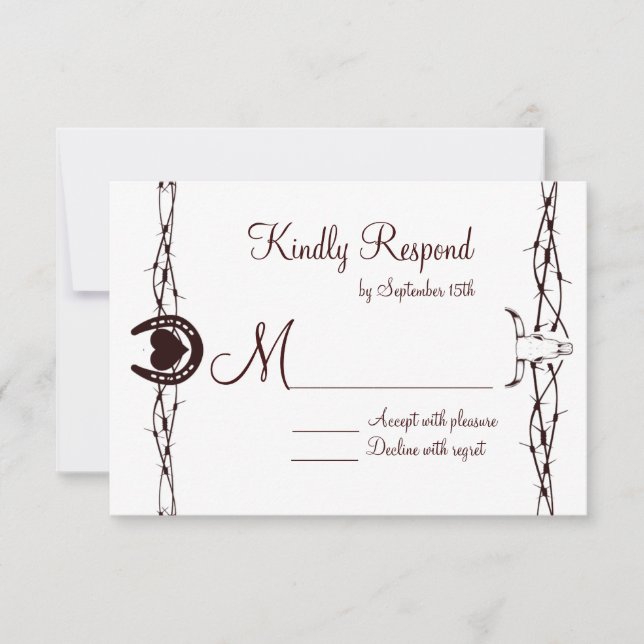 Cartões RSVP Ocidental do País de Ferradura de Fio (Frente)