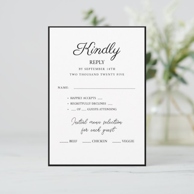 Cartões RSVP para o casamento. (Em pé/Frente)