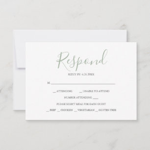 Cartões RSVP Para O Verde De Casamento