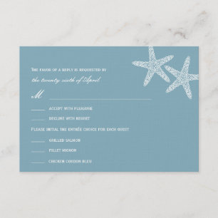 Cartões RSVP/Resposta de Casamento de Starfish na
