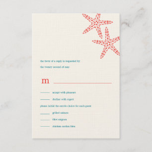 Cartões RSVP/Resposta de Casamento de Starfish na 