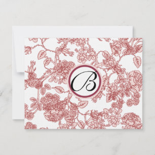 Cartões RSVP — Rosas Pretos Trim. Vermelho - padrã