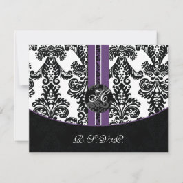 cartões rsvp roxos monogramos damask