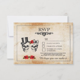 Cartões Rústicos de Caveiras de Casamento RSVP Cav