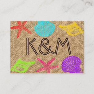 Cartões rústicos do lugar do casamento do litoral