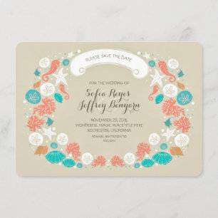 Cartões salve a data da praia da grinalda dos