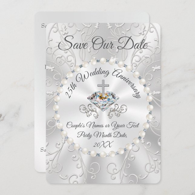 Cartões salve a data de 25 Casamento (Frente/Verso)