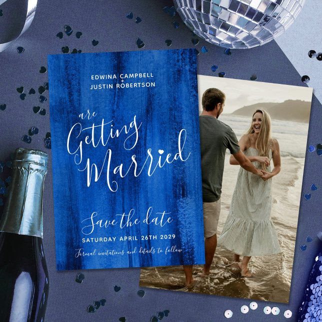 Cartões salve a data de arte moderna azuis e azuis (Criador carregado)