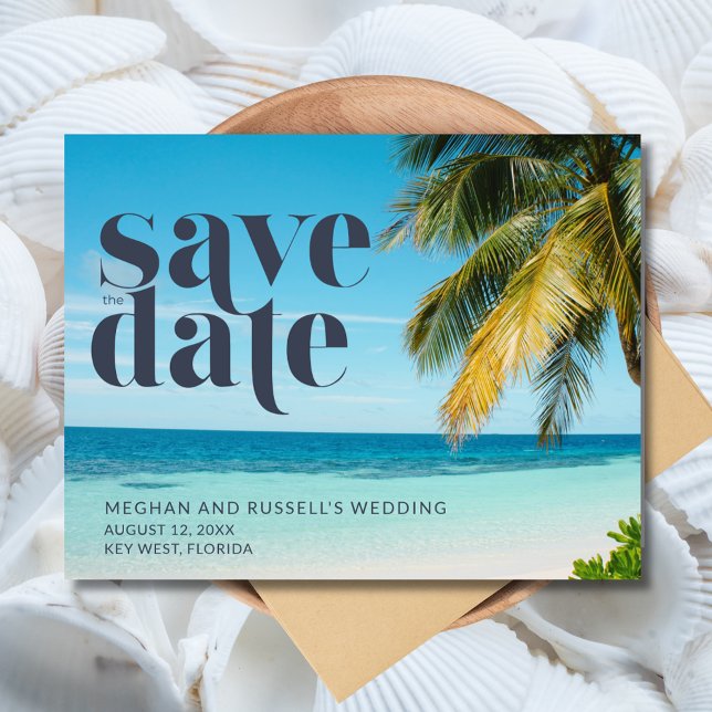 Cartões salve a data de Casamento de Praia Tropica (Tropical Beach Wedding Save the Date Cards)