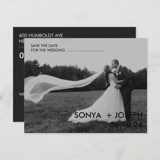 Cartões salve a data de Foto de Casamento Mínimo (Frente/Verso)