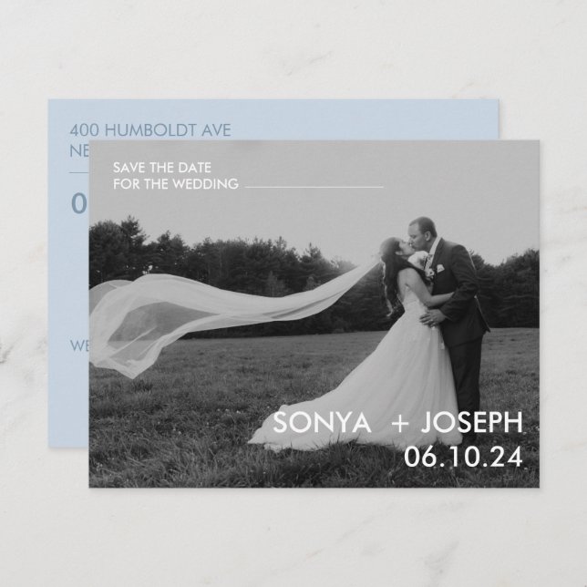 Cartões salve a data de Foto de Casamento Mínimo (Frente/Verso)