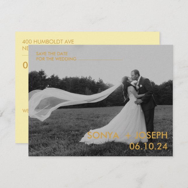 Cartões salve a data de Foto de Casamento Mínimo (Frente/Verso)