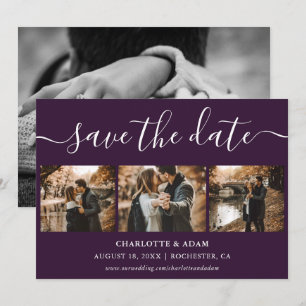 Cartões salve a data de Fotos de Casamento Roxo d