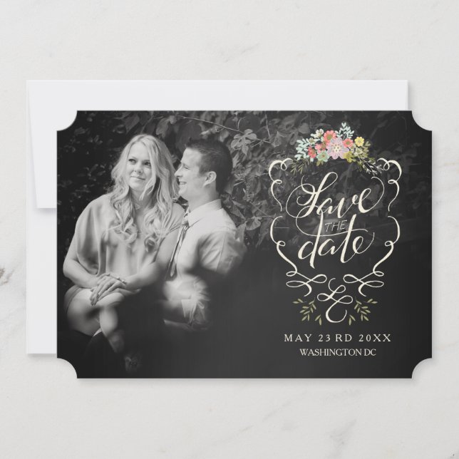 Cartões salve a data de Mão Floral para Jardim (Frente)