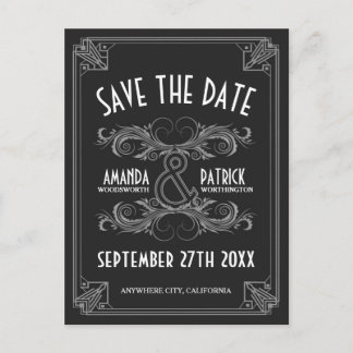 Cartões salve a data do Casamento vintage Art Deco