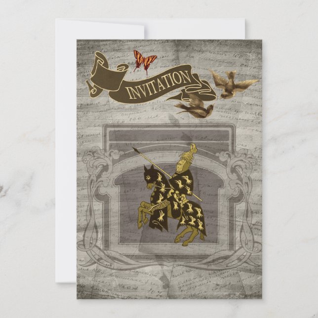 Cartões salve a data do Cavaleiro Medieval (Frente)