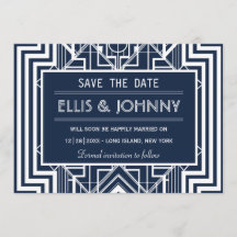 Cartões salve a data geométricos do marinho