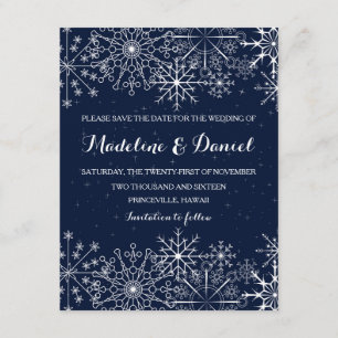 Cartões salve a data lindos do inverno dos flocos