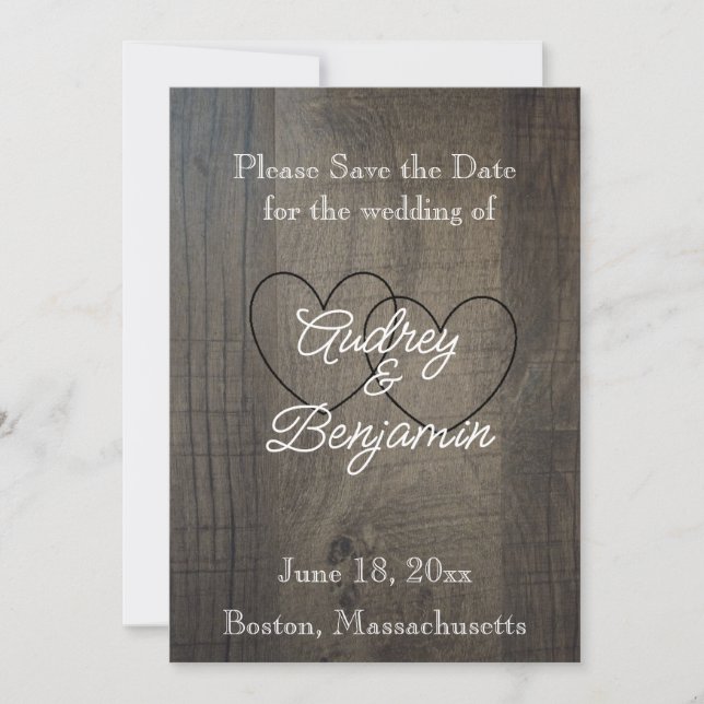 Cartões salve a data para aspecto da madeira (Frente)