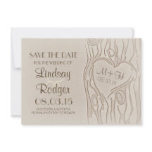 cartões salve a data rústicos de árvores esculpida