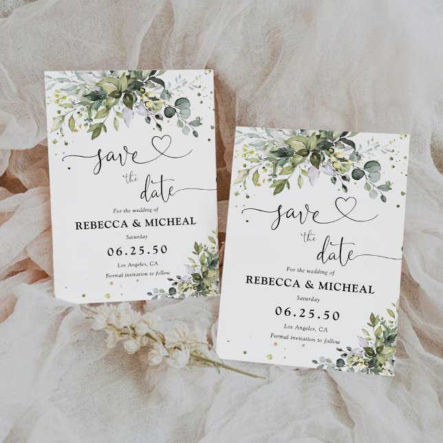 Cartões salve a data verdes (Criador carregado)