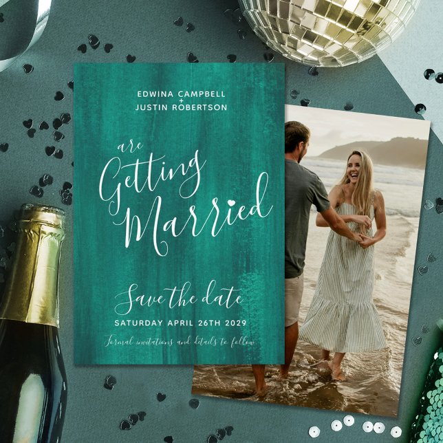 Cartões salve a data verdes de arte moderna Emeral (Criador carregado)