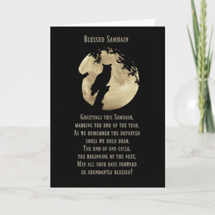 Cartões Samhain, abençoados Samhain com vós e lua