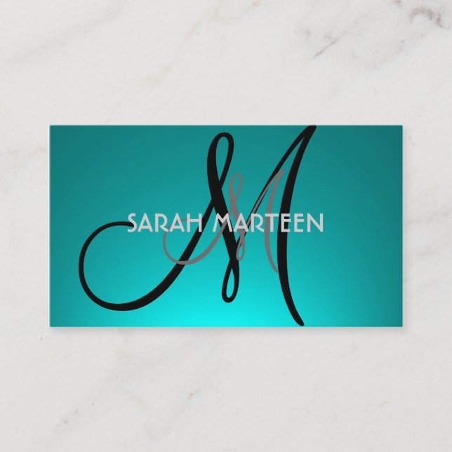 Cartões simples de monograma personalizado de perd (Frente)