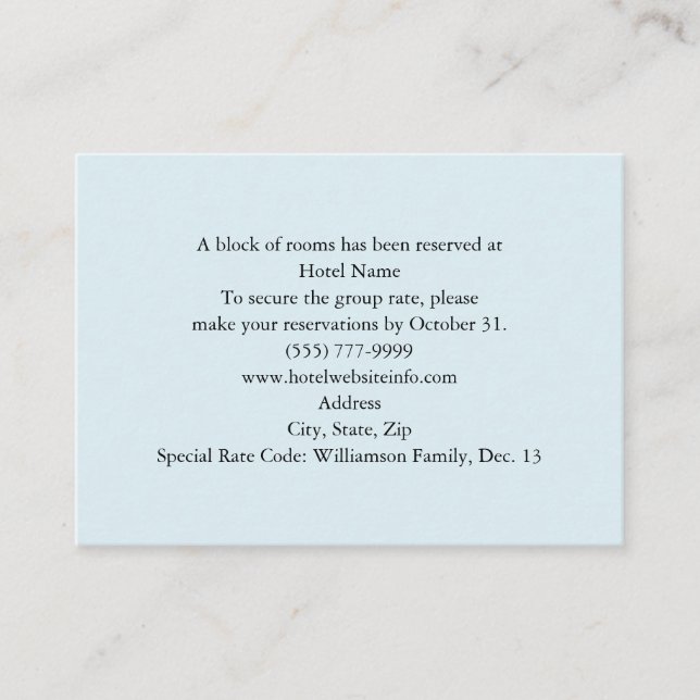 Cartões transversais florais azuis do hotel e do (Frente)