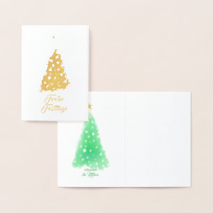 Cartões verdes Dourados minimalistas do Natal