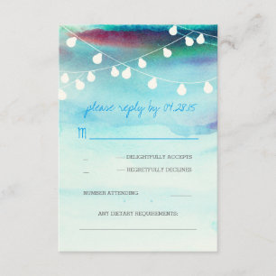 cartões wedding azuis da aguarela moderna RSVP da