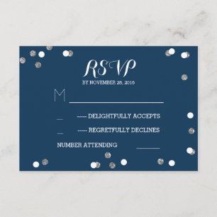 Cartões Wedding elegantes dos confetes de prata