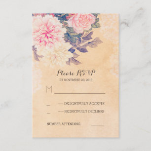 cartões wedding florais de RSVP - peônias do