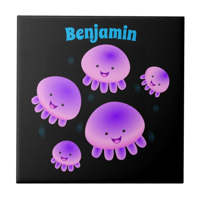 Cartografia de medusa-púrpura-rosa-branca kawaii (Frente)