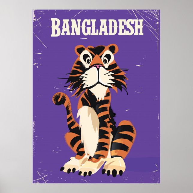 Cartografia de poster de Viagens vintage de Bangla (Frente)