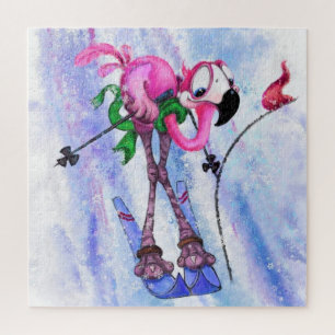 Cartografia de Quebra-cabeça de Flamingo Skier Jig