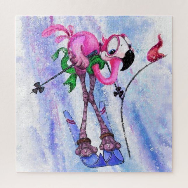 Cartografia de Quebra-cabeça de Flamingo Skier Jig (Vertical)