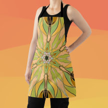 Cartografia Mandala Flor Verde Amarelo e Laranja