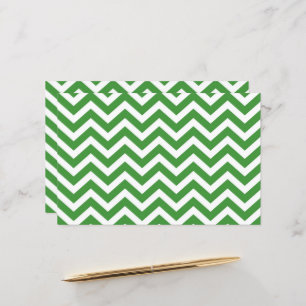 Cartolina de Casamento Verde e Chevron Branco Escu