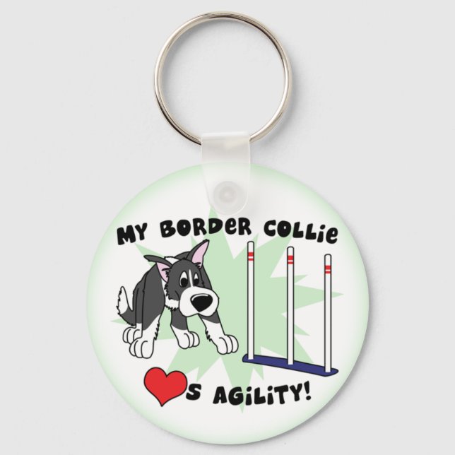 Cartoon Agilidade Border Collie Chaveiro (Frente)