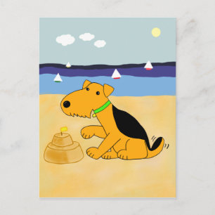 Cartoon Airedale Terrier Dog no cartão postal da 