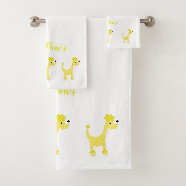 Cartoon amarelo poodle Posh Paws Bath Toalha (Insitu)