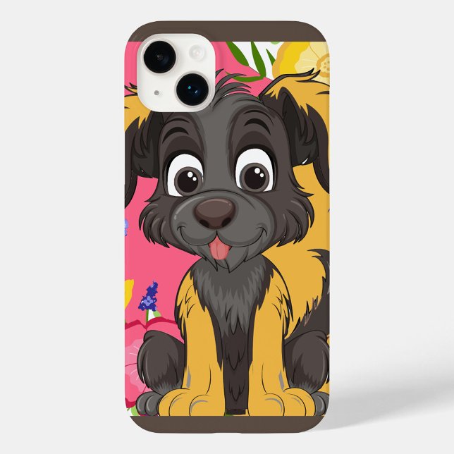 Cartoon Animal (A cute cartoon dog against a vibrant floral background!)